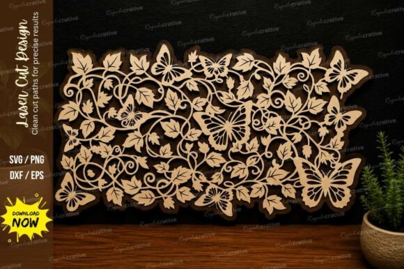 Download Butterfly Floral Panel Laser Cut Svg - Panel Collection