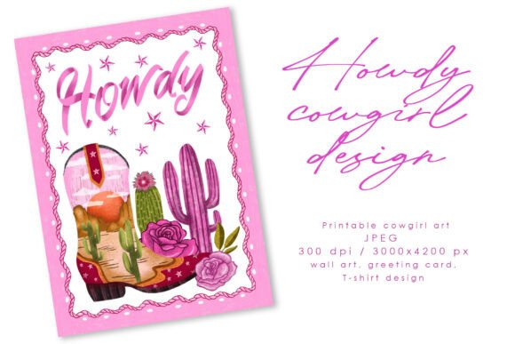 Download Howdy Soft Pink Feminine Western Art - Premium Resources