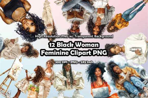 Download 12 Black Woman Feminine Clipart PNG - Premium Resources